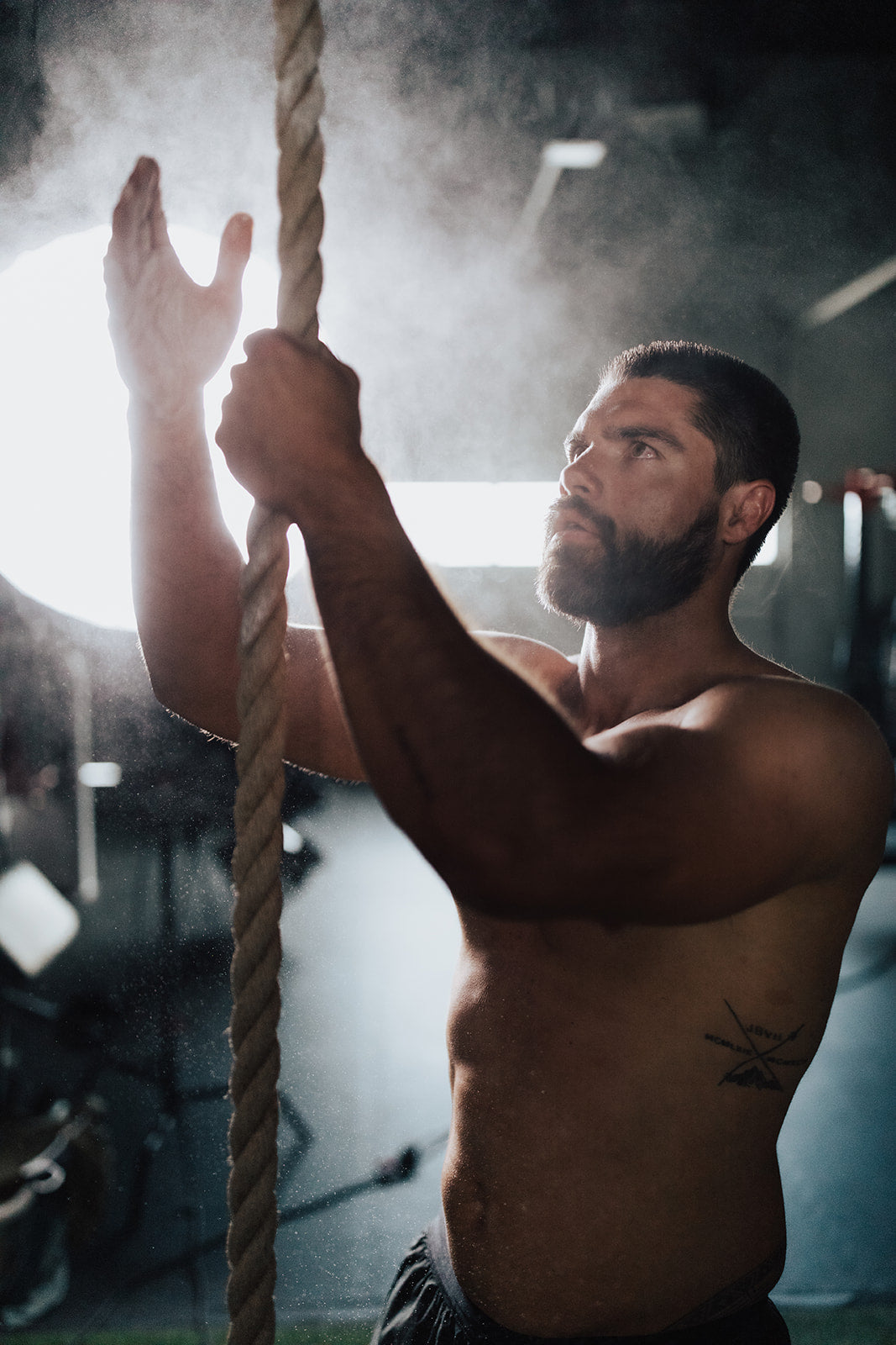 athlete about to climb a rope